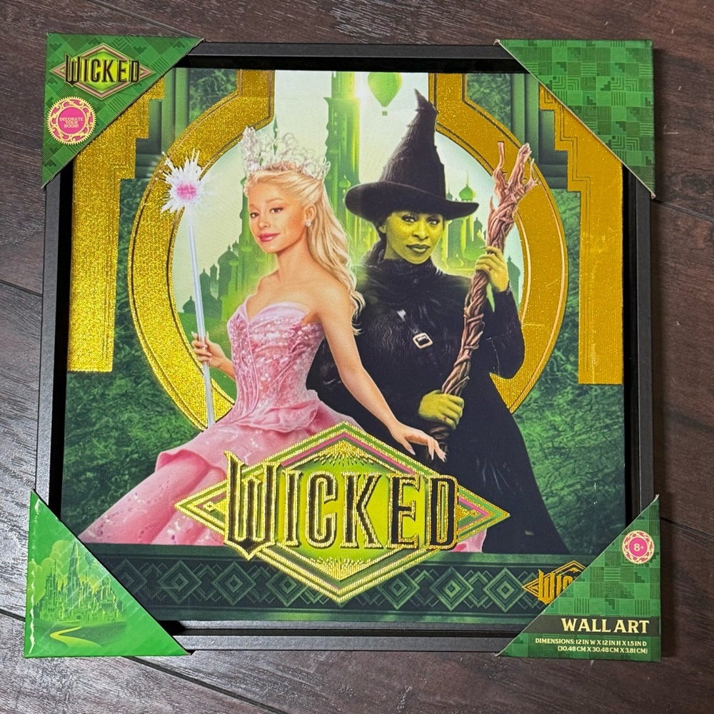 WICKED Movie Glinda & Elphaba Framed
Wall Art Metallic Canvas Square 12 × 12 NIB